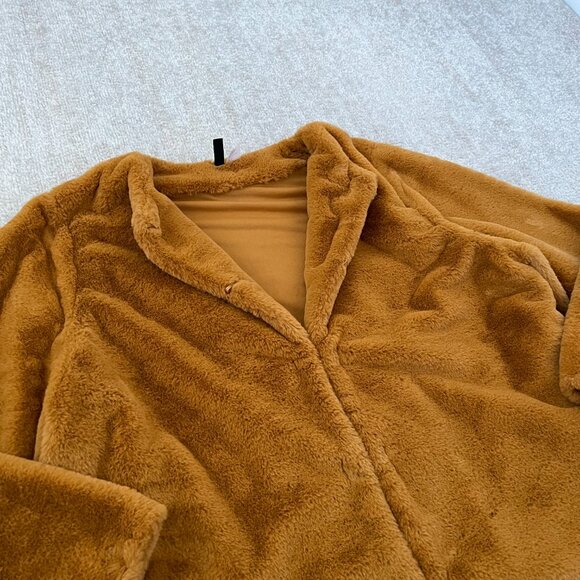 H&M Divided Cardigan Faux Fur Coat Jacket L - Picture 3 of 9